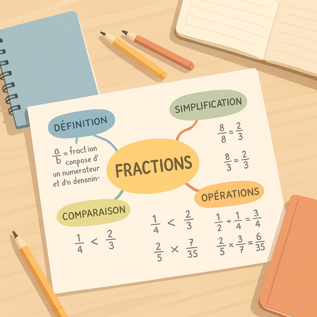 Carte mentale fractions : la méthode simple pour tout retenir